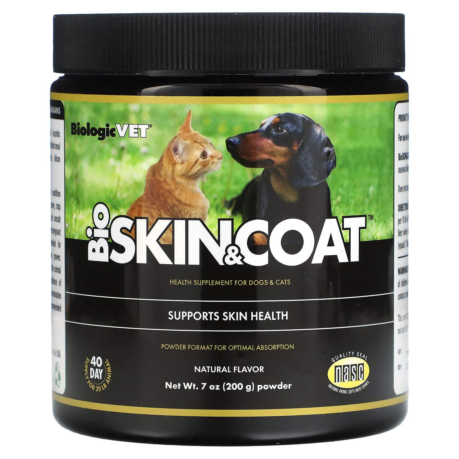 Flora-BiologicVet-BioSkin & Coat-For Dogs and Cats-Natural-7 oz (200 g)