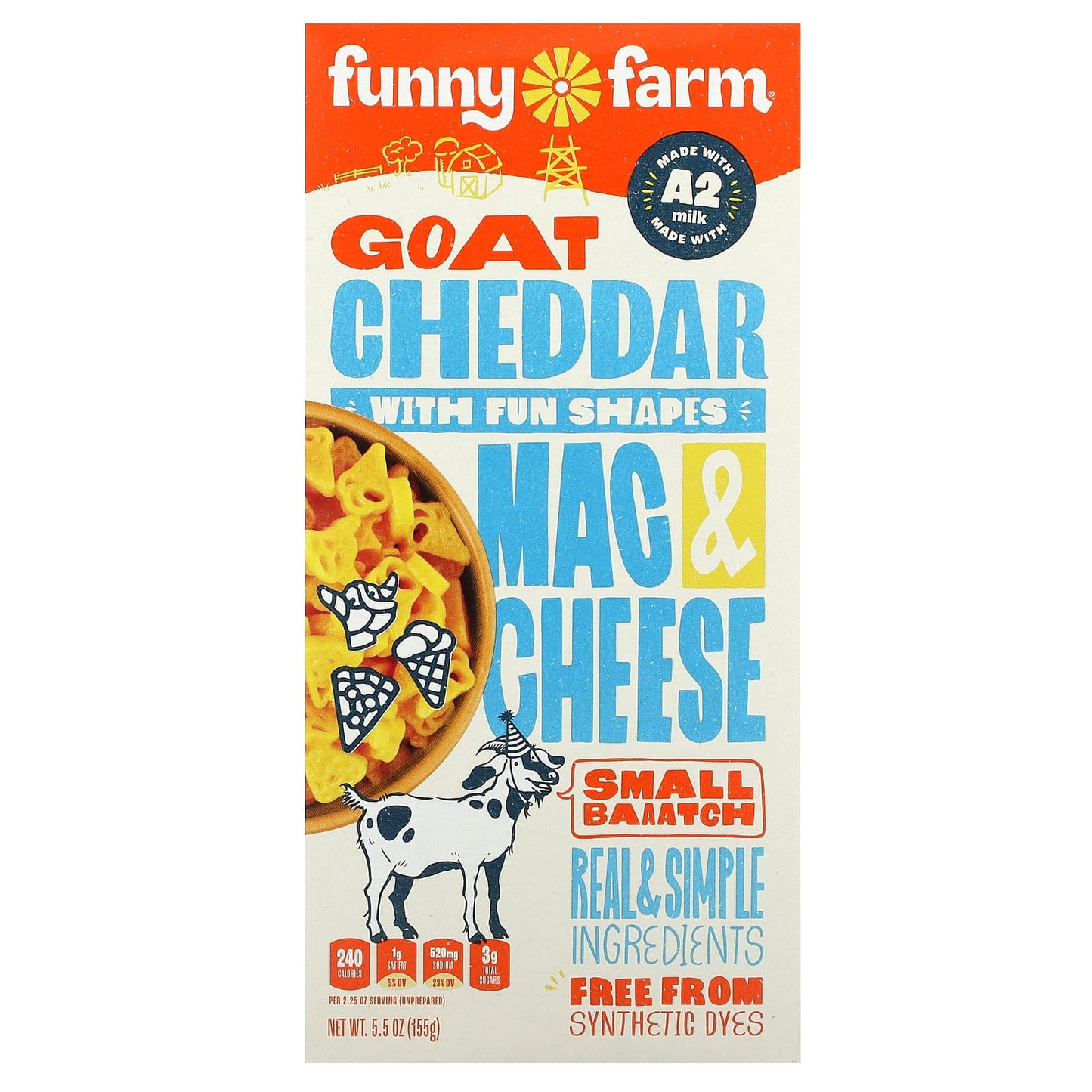 Funny Farm-Goat Cheddar Mac & Cheese with Fun Shapes-5.5 oz (155 g)