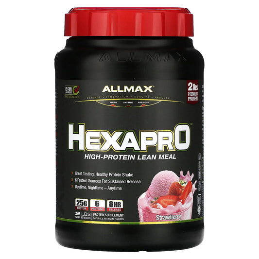 ALLMAX-Hexapro-High-Protein Lean Meal-Strawberry-2 lbs (907 g)