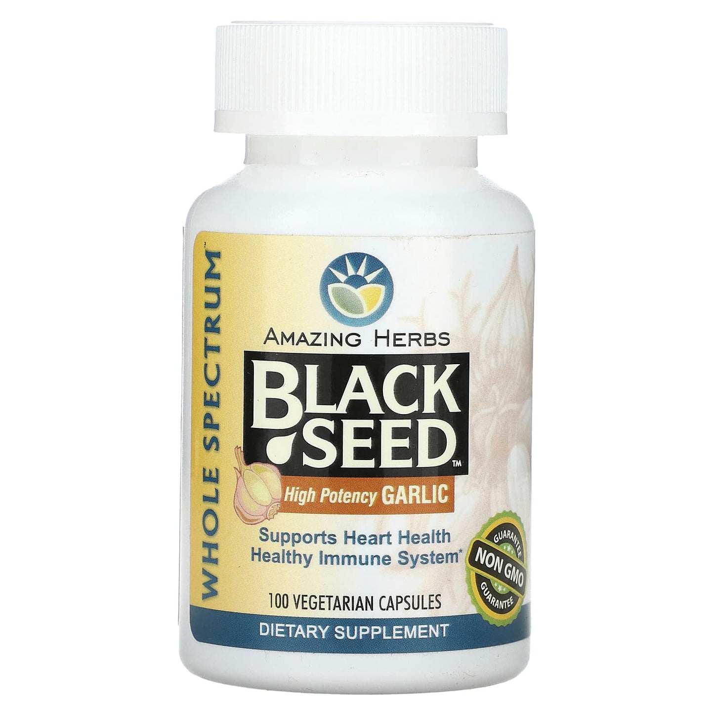 Amazing Herbs-Black Seed-High Potency Garlic-100 Vegetarian Capsules