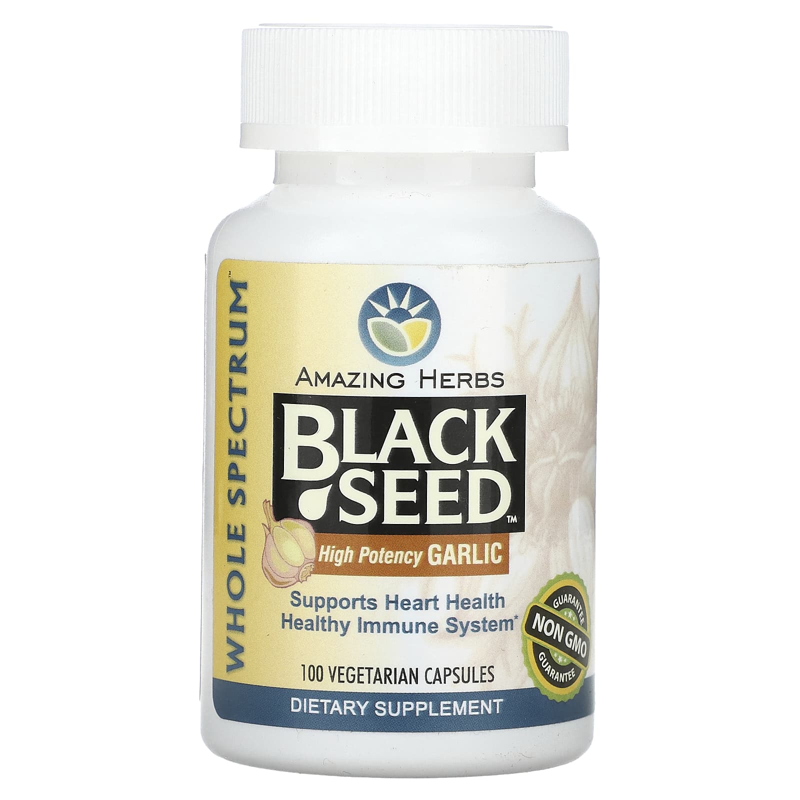 Amazing Herbs-Black Seed-High Potency Garlic-100 Vegetarian Capsules