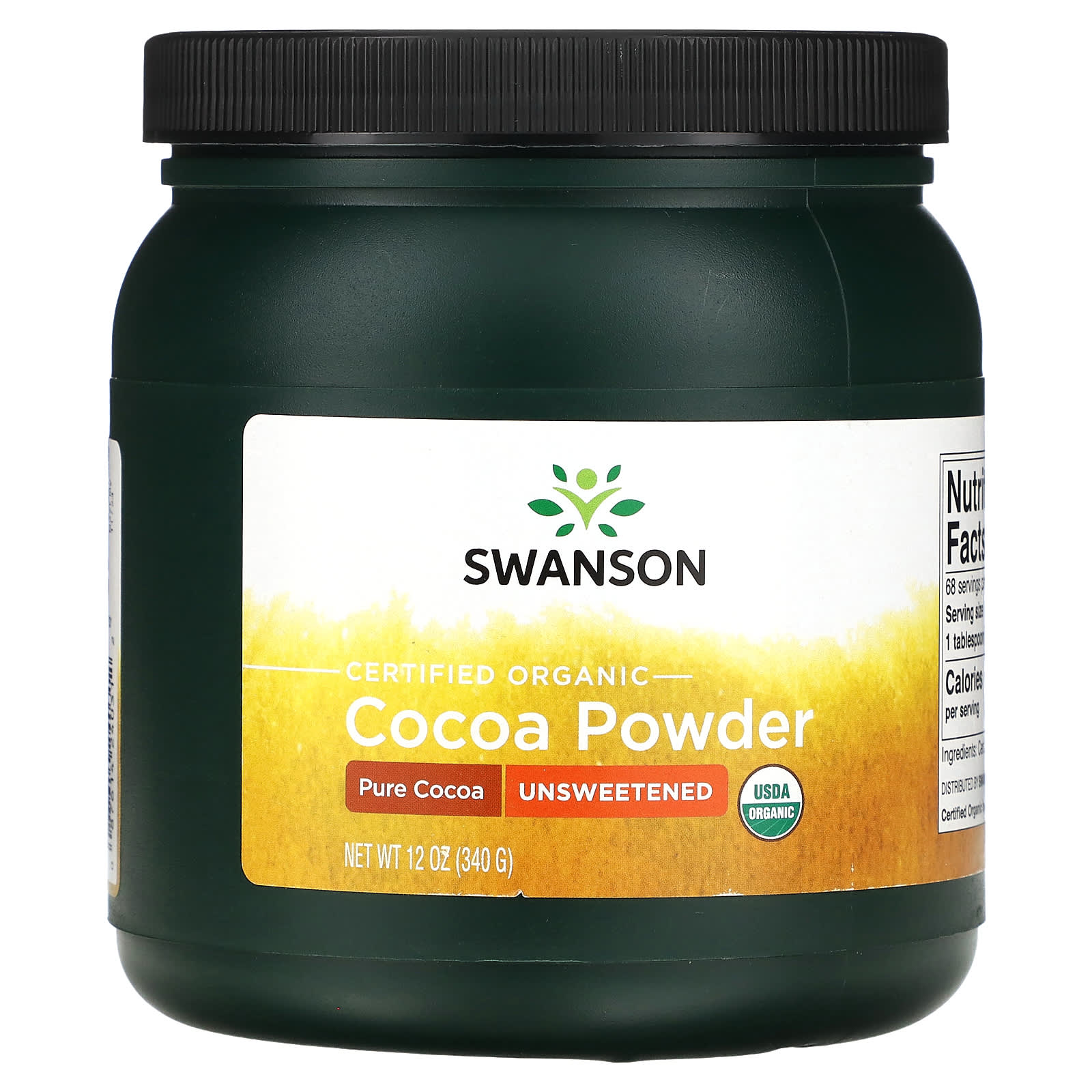 Swanson-Certified Organic Cocoa Powder-Unsweetened-12 oz (340 g)