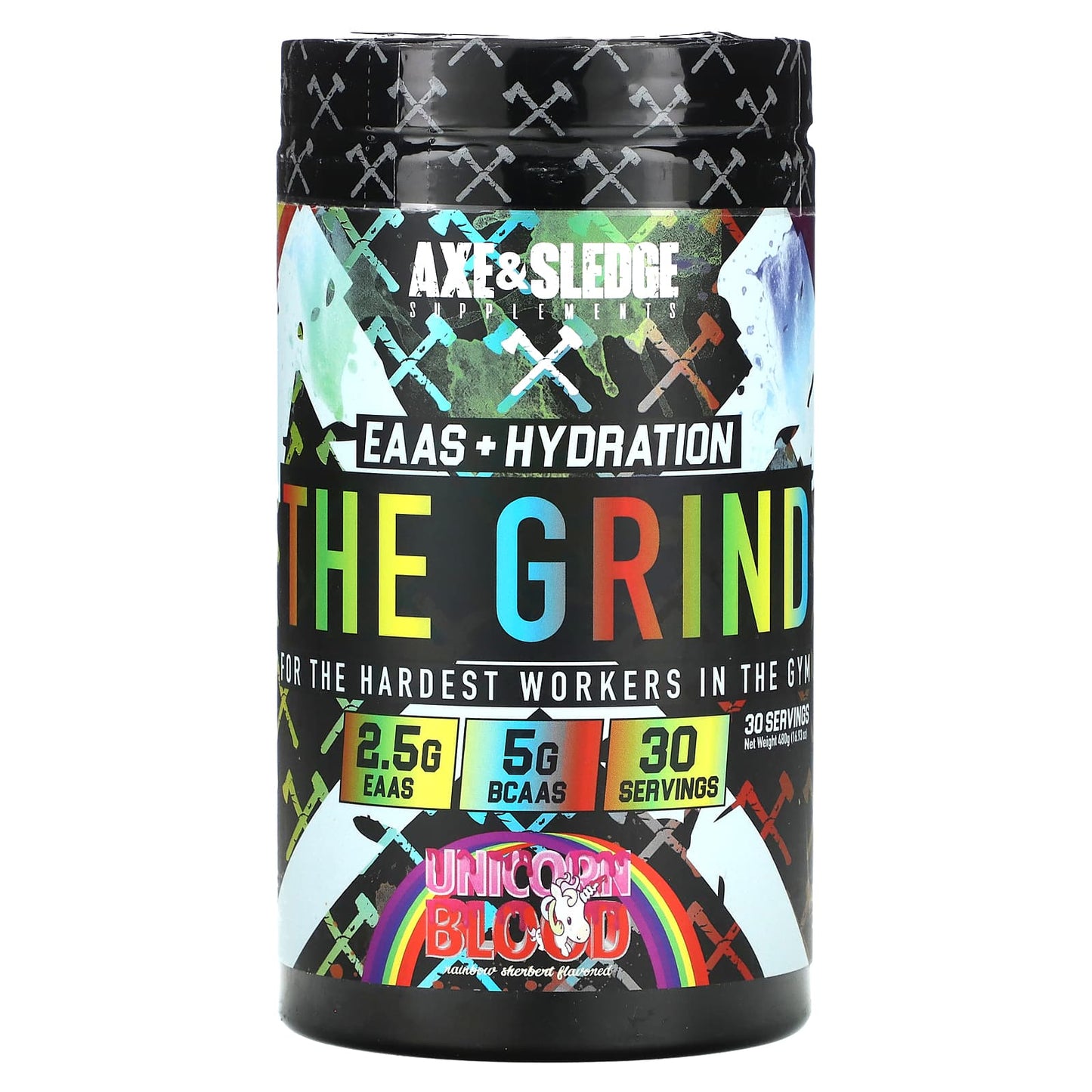 Axe & Sledge Supplements-The Grind-EAAs + Hydration-Unicorn Blood-Rainbow Sherbet-16.93 oz (480 g)