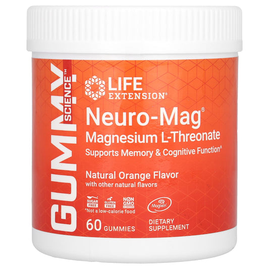 Life Extension-Neuro-Mag-Magnesium L-Threonate Gummies-Natural Orange-60 Gummies