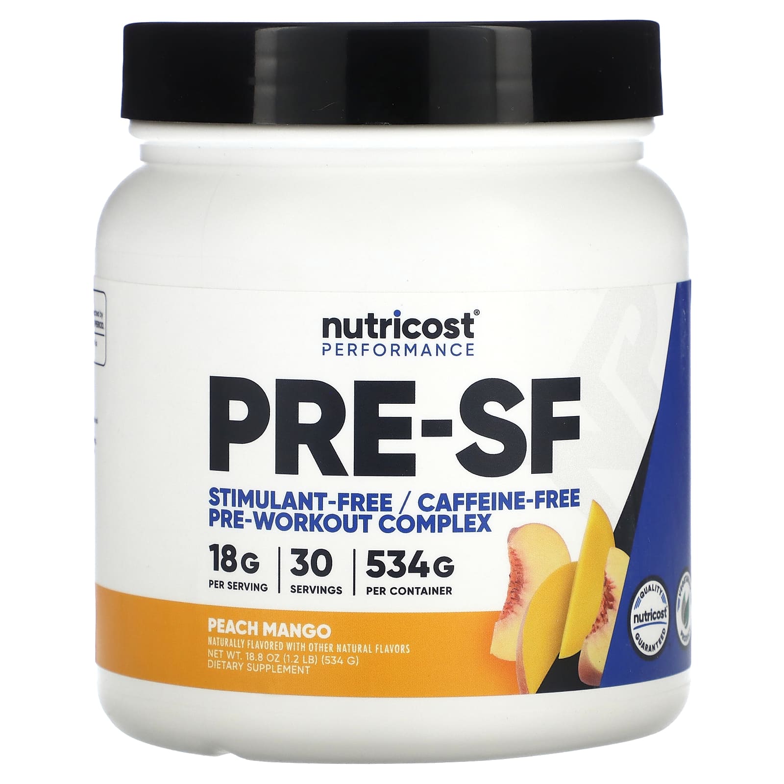 Nutricost-Performance-Pre-SF-Stimulant-Free Pre-Workout Complex-Peach Mango-1.2 lb (534 g)