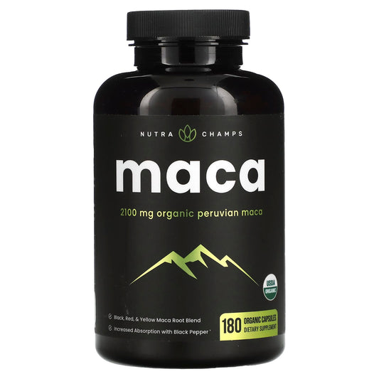 NutraChamps-Maca-2,100 mg-180 Organic Capsules (700 mg per Capsule)