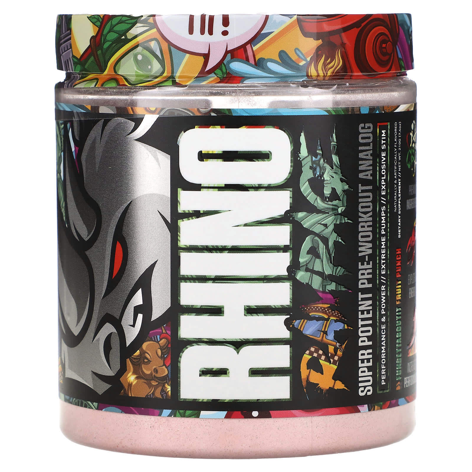 MuscleSport-Rhino Rampage-Super Potent Pre-Workout Analog-Fuhgettaboutit Fruit Punch-7.4 oz (210 g)