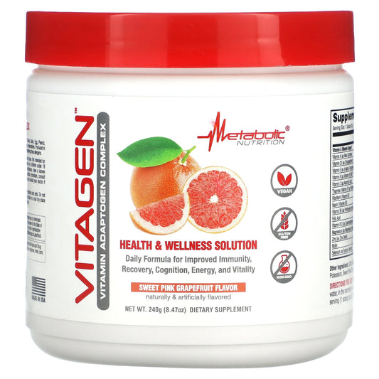 Metabolic Nutrition-VitaGen-Vitamin Adaptogen Complex-Sweet Pink Grapefruit-8.47 oz (240 g)