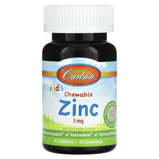 Carlson-Kid's Chewable Zinc-Natural Mixed Berry-5 mg-42 Tablets