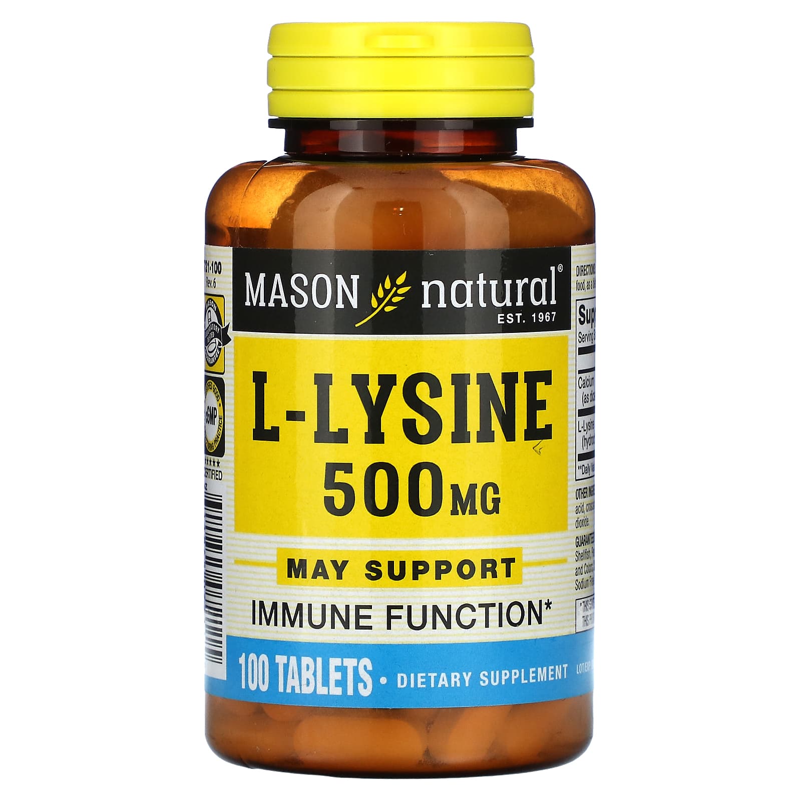 Mason Natural-L- Lysine-500 mg-100 Tablets