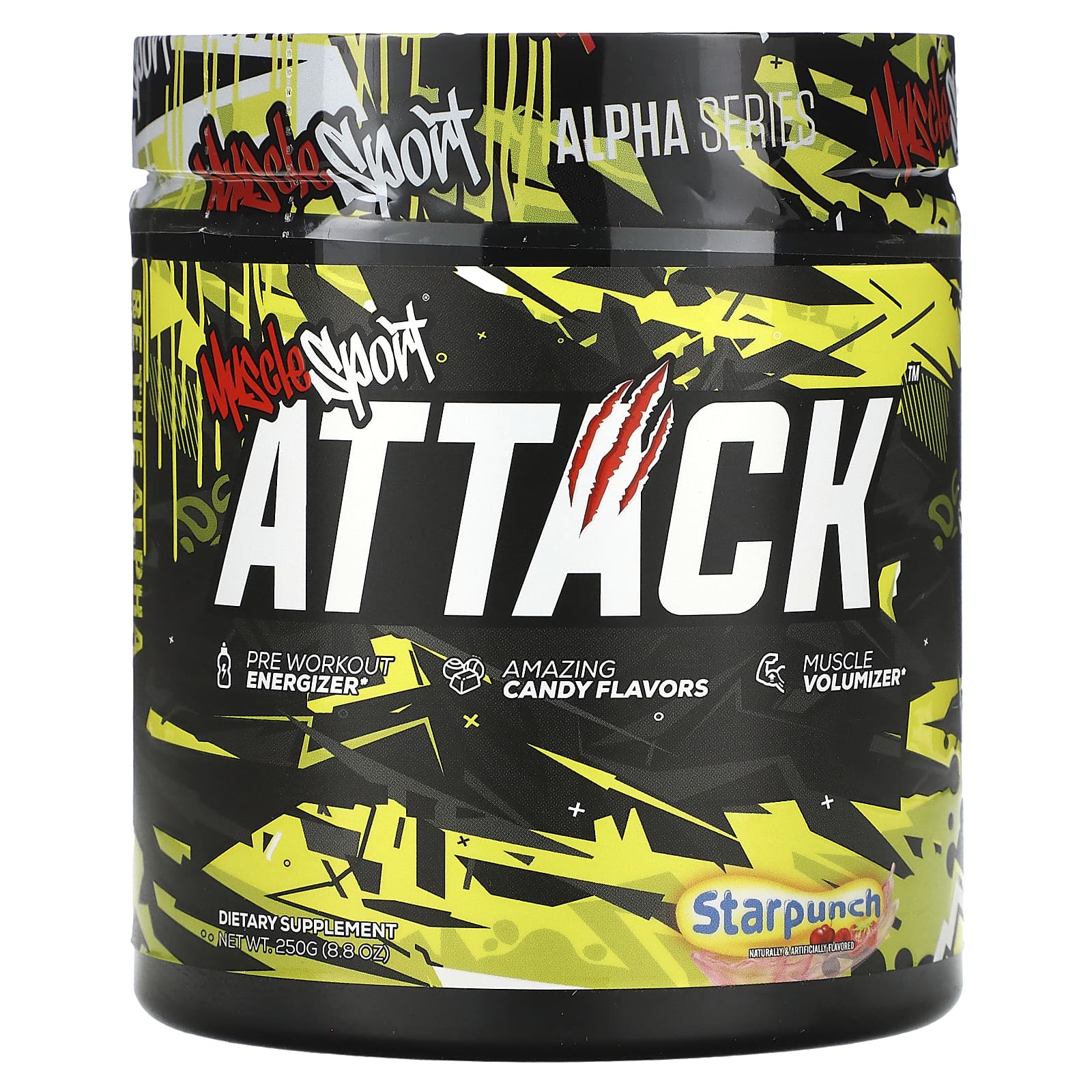 MuscleSport-Attack-Pre-Workout Energizer-Starpunch-8.8 oz (250 g)