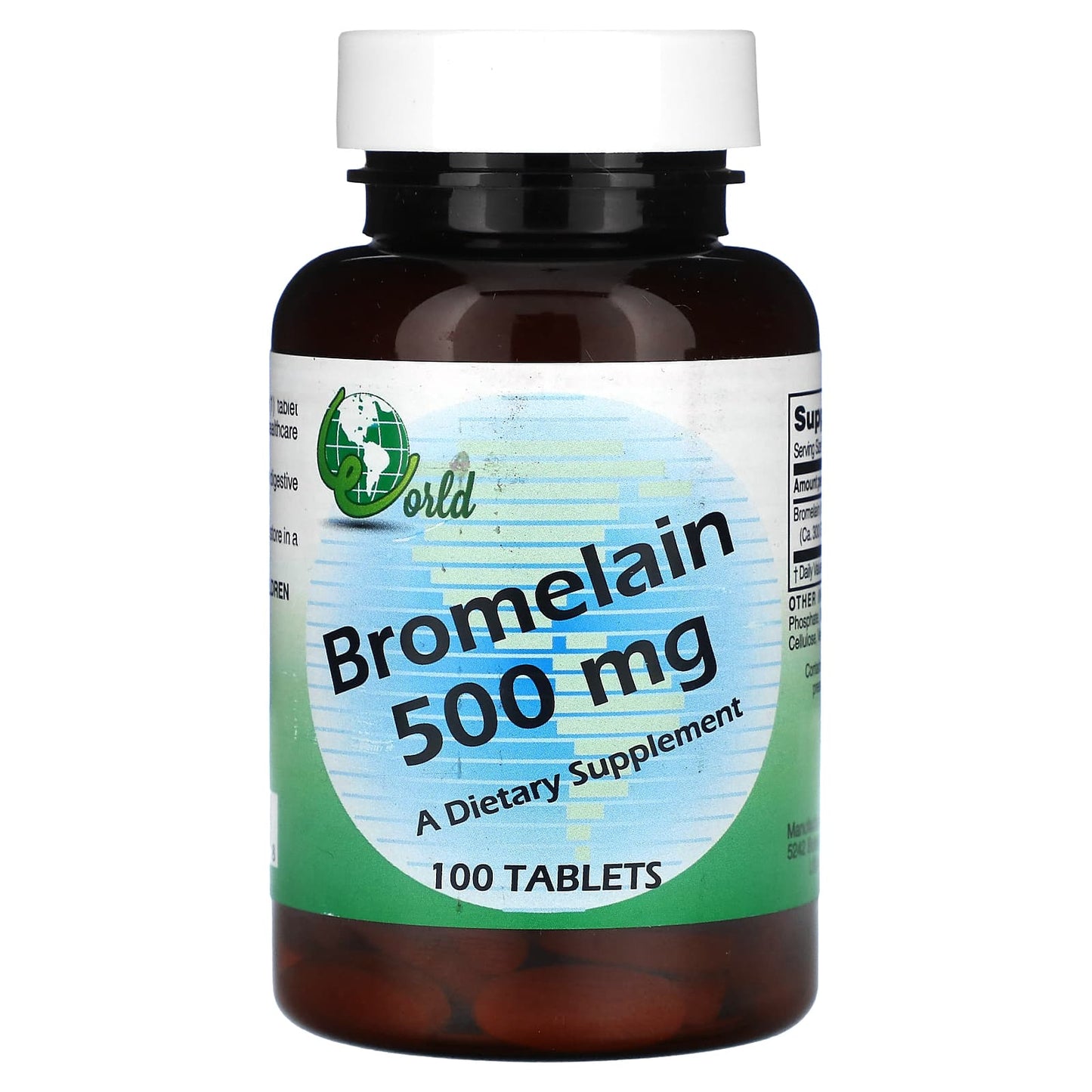 World Organic-Bromelain-500 mg-100 Tablets