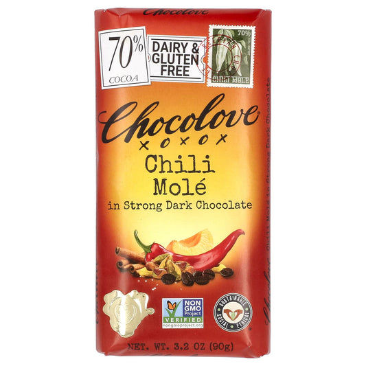 Chocolove-Chili Mole in Strong Dark Chocolate-70% Cocoa-3.2 oz (90 g)