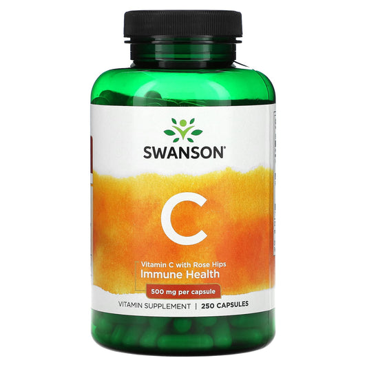 Swanson-Vitamin C With Rose Hips-500 mg-250 Capsules