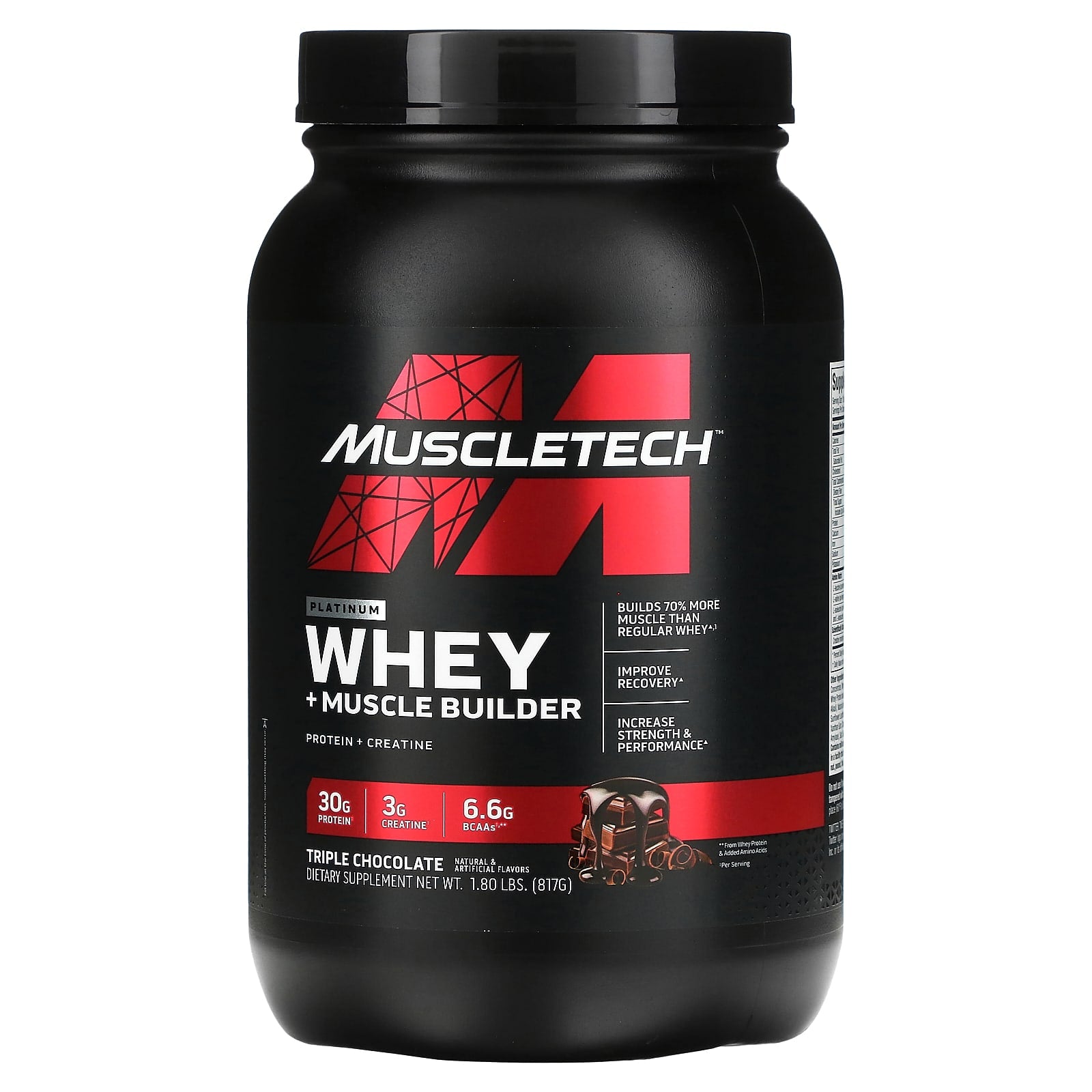 MuscleTech-Platinum Whey + Muscle Builder-Triple Chocolate-1.8 lbs (817 g)