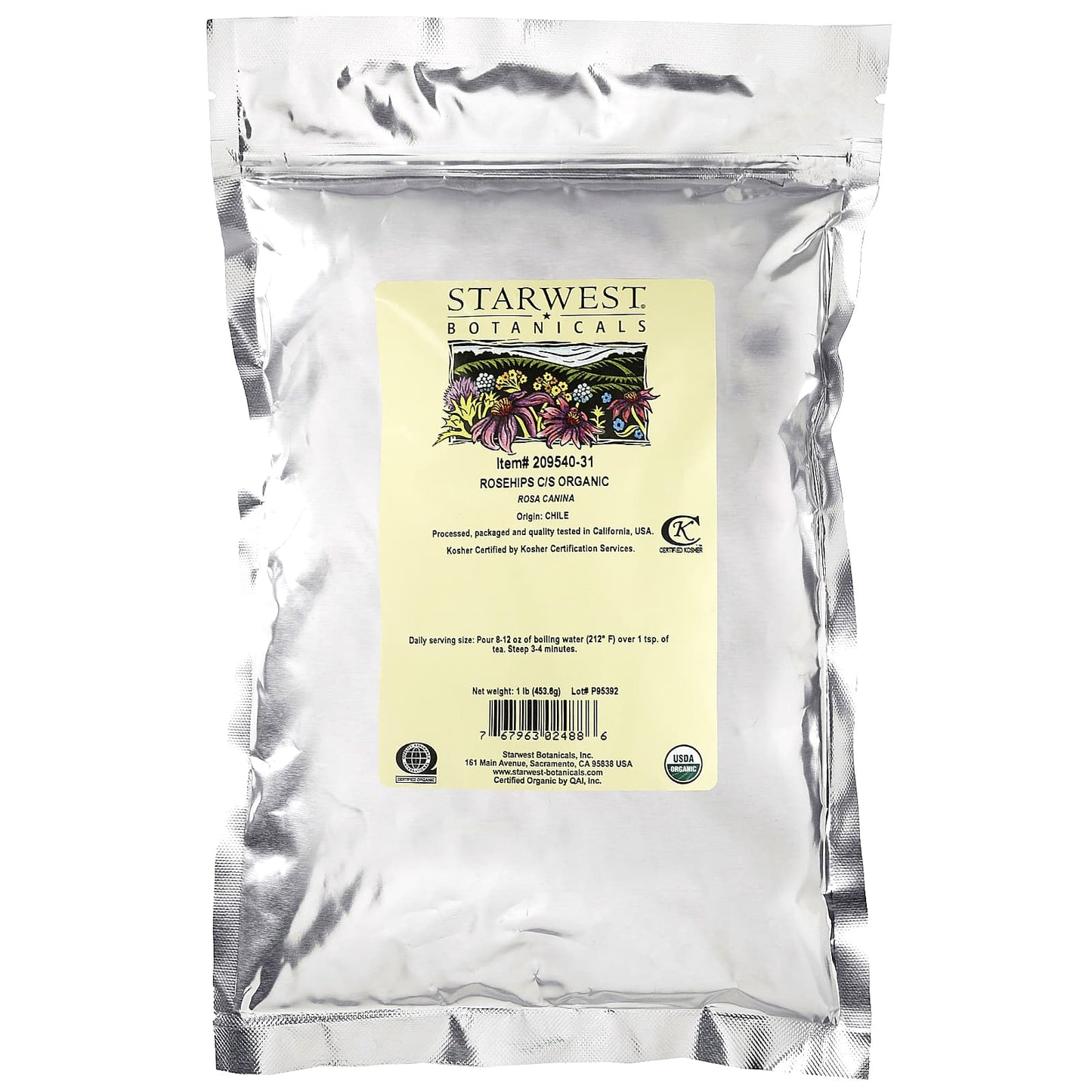 Starwest Botanicals, Organic Rosehips C/S, 1 lb (453.6 g)