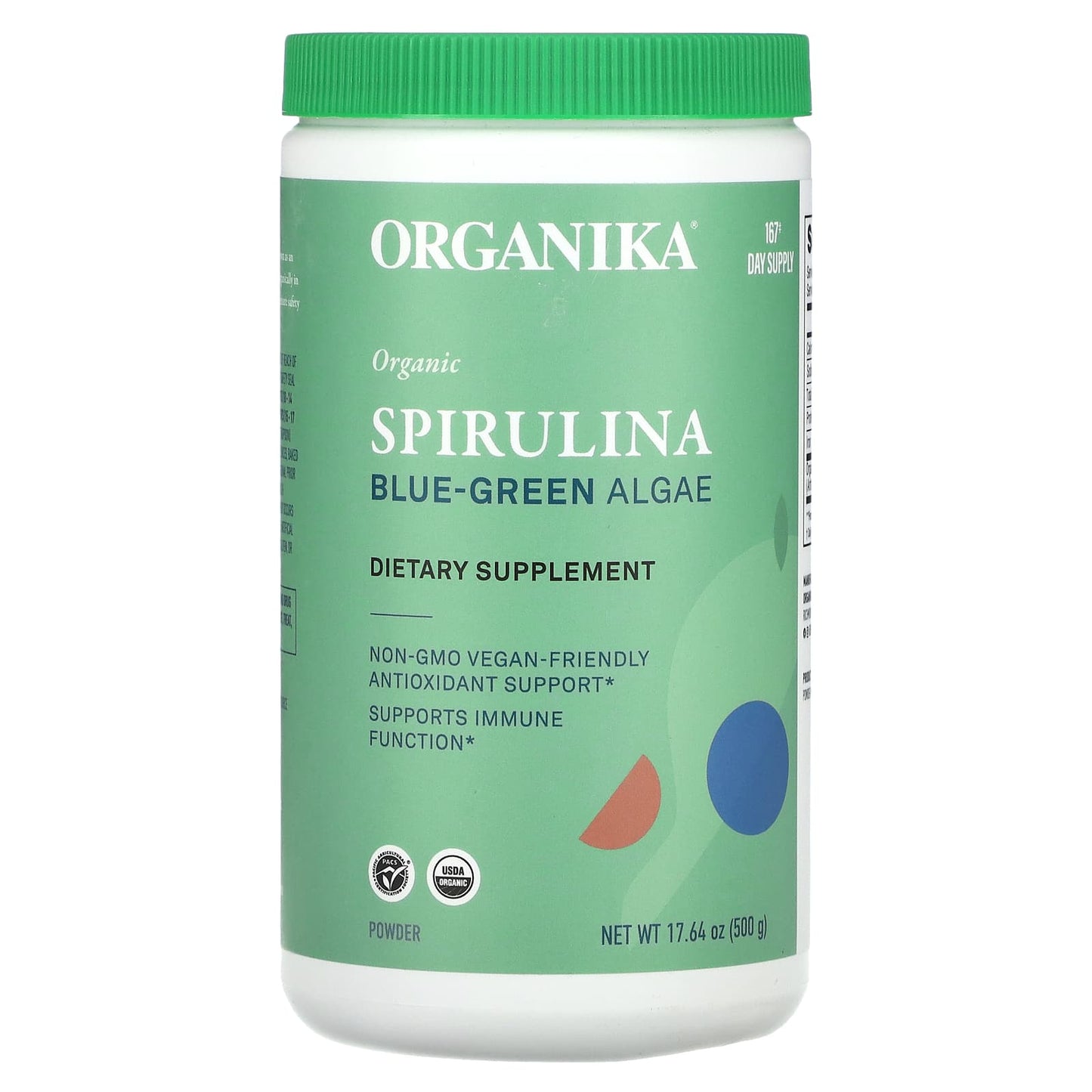 Organika-Organic Spirulina Blue-Green Algae-17.64 oz (500 g)