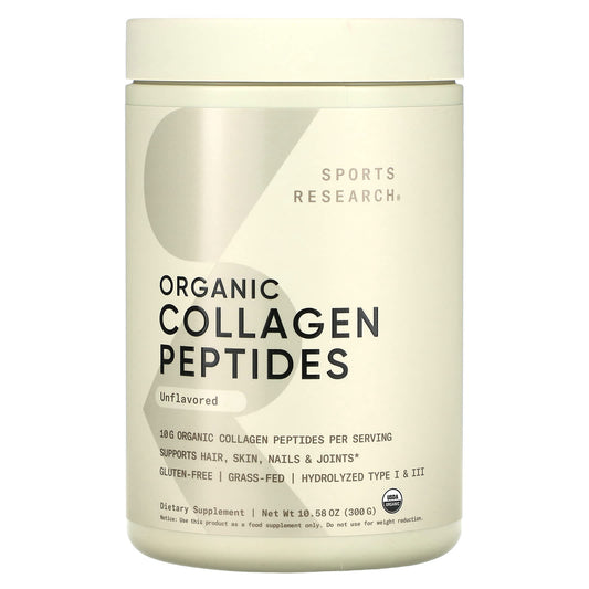 Sports Research-Organic Collagen Peptides-Unflavored-10.58 oz (300 g)