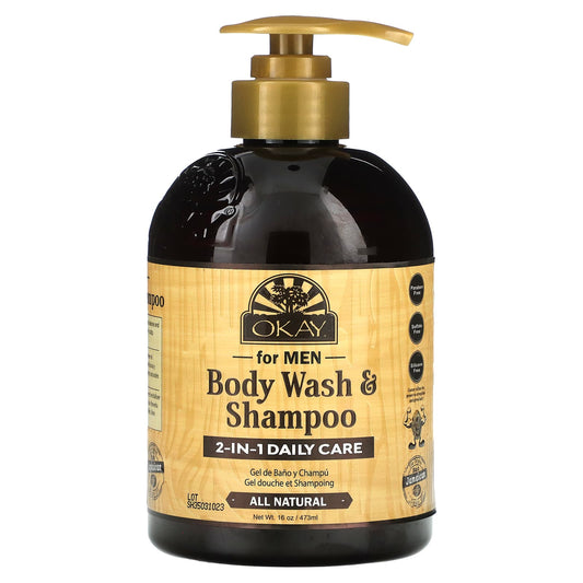 Okay Pure Naturals-Body Wash & Shampoo for Men-16 oz (473 ml)