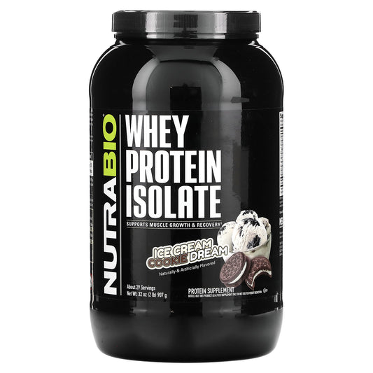 NutraBio-Whey Protein Isolate-Ice Cream Cookie Dream-2 lb (907 g)