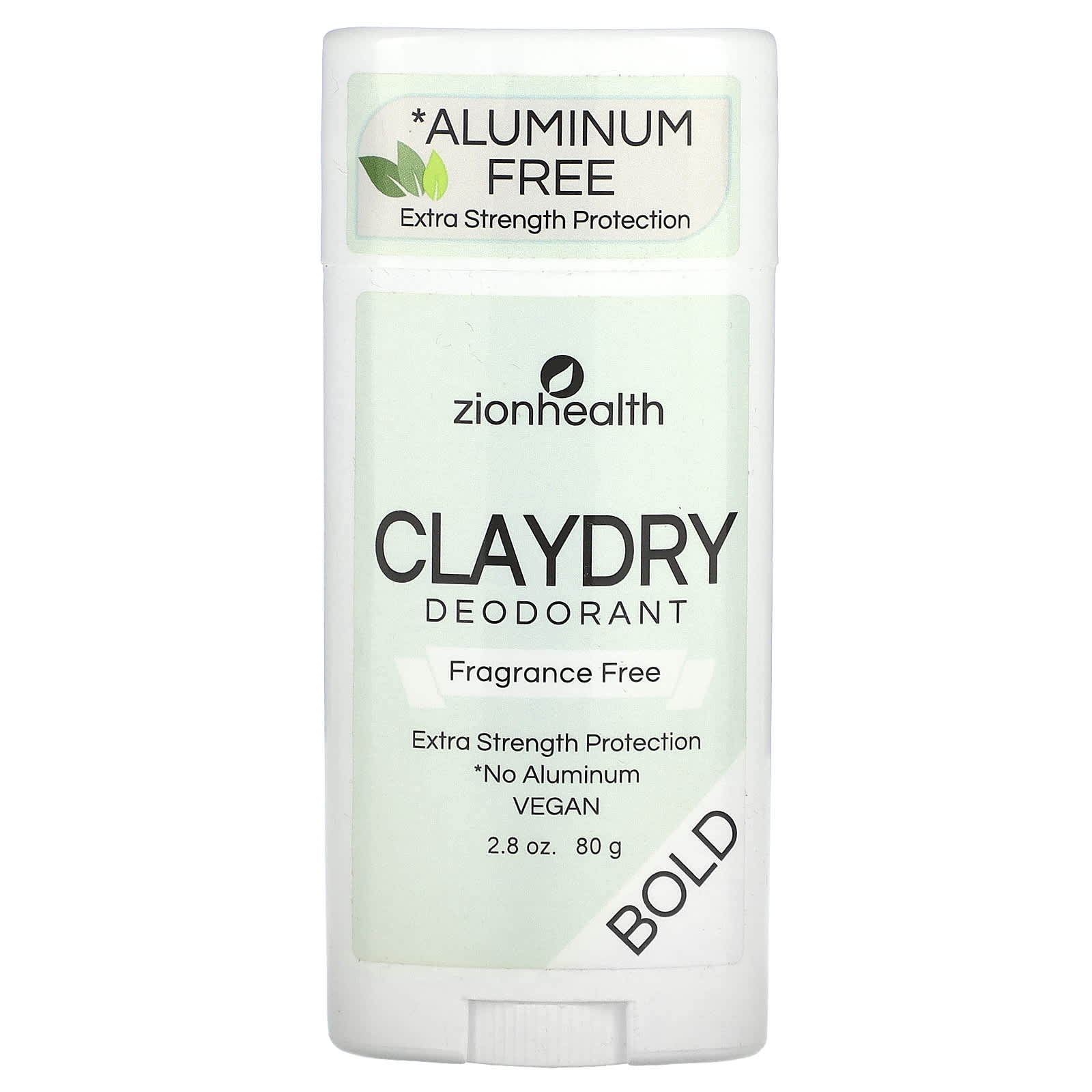 Zion Health-Claydry Deodorant-Bold-Fragrance Free-2.8 oz (80 g)