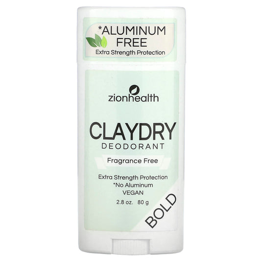 Zion Health-Claydry Deodorant-Bold-Fragrance Free-2.8 oz (80 g)