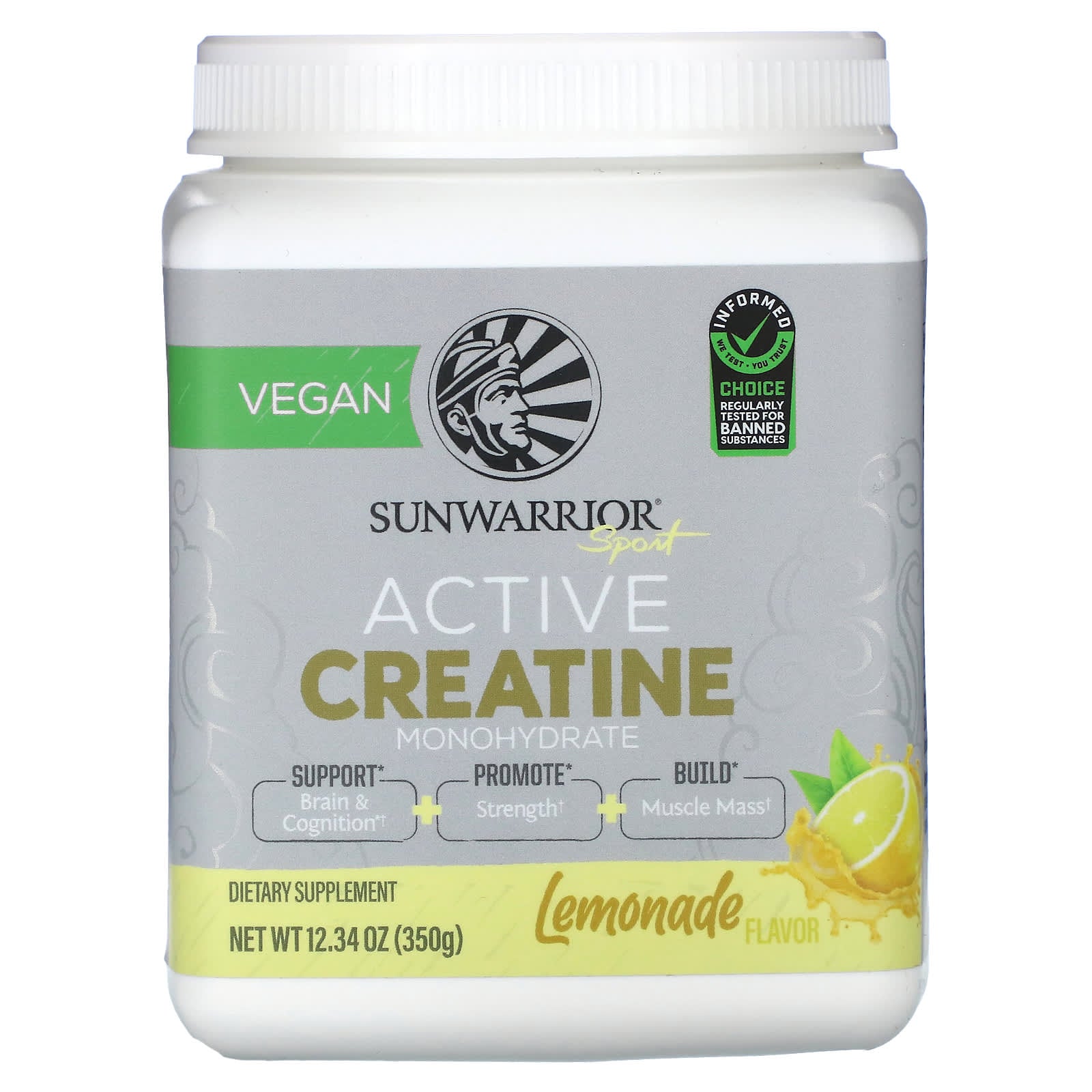 Sunwarrior-Sport-Active Creatine Monohydrate-Lemonade -12.34 oz (350 g)