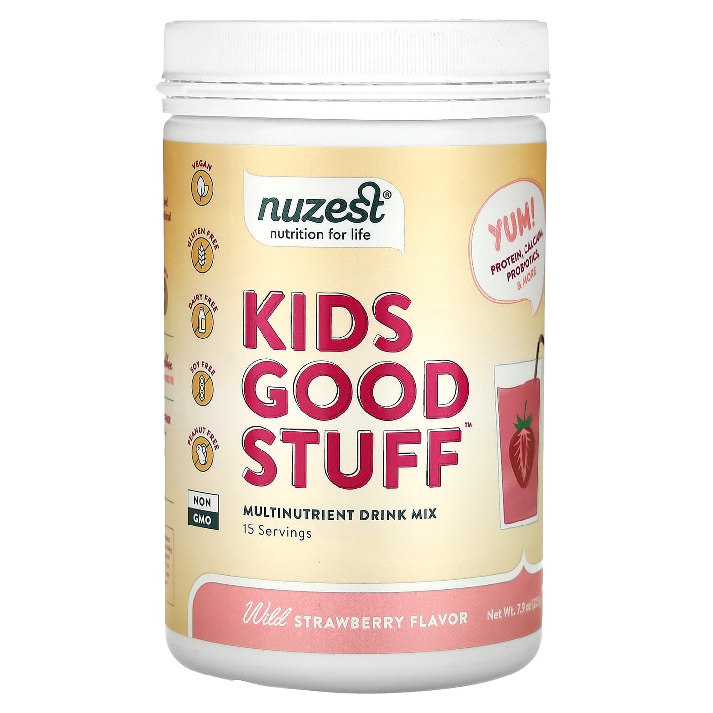 Nuzest-Kids Good Stuff-Multinutrient Drink Mix-Wild Strawberry-7.9 oz (225 g)