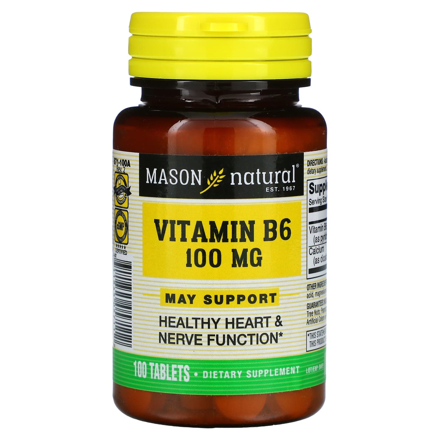 Mason Natural-Vitamin B6-100 mg-100 Tablets