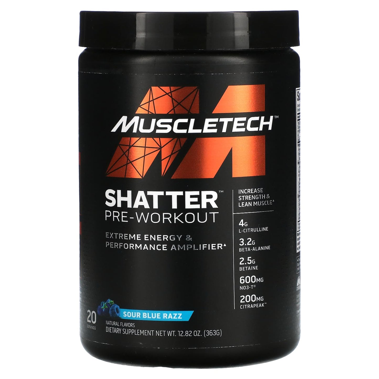 MuscleTech-Shatter-Pre-Workout-Sour Blue Razz-12.82 oz (363 g)