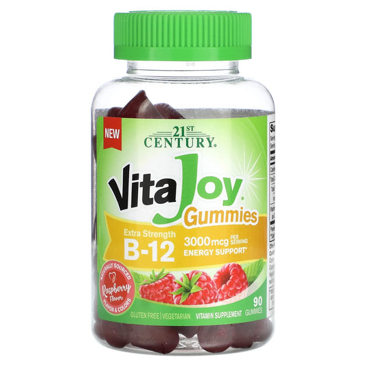 21st Century-VitaJoy Gummies-B-12-Extra Strength-Raspberry-3,000 mcg-90 Gummies (1500 mcg per Gummy)