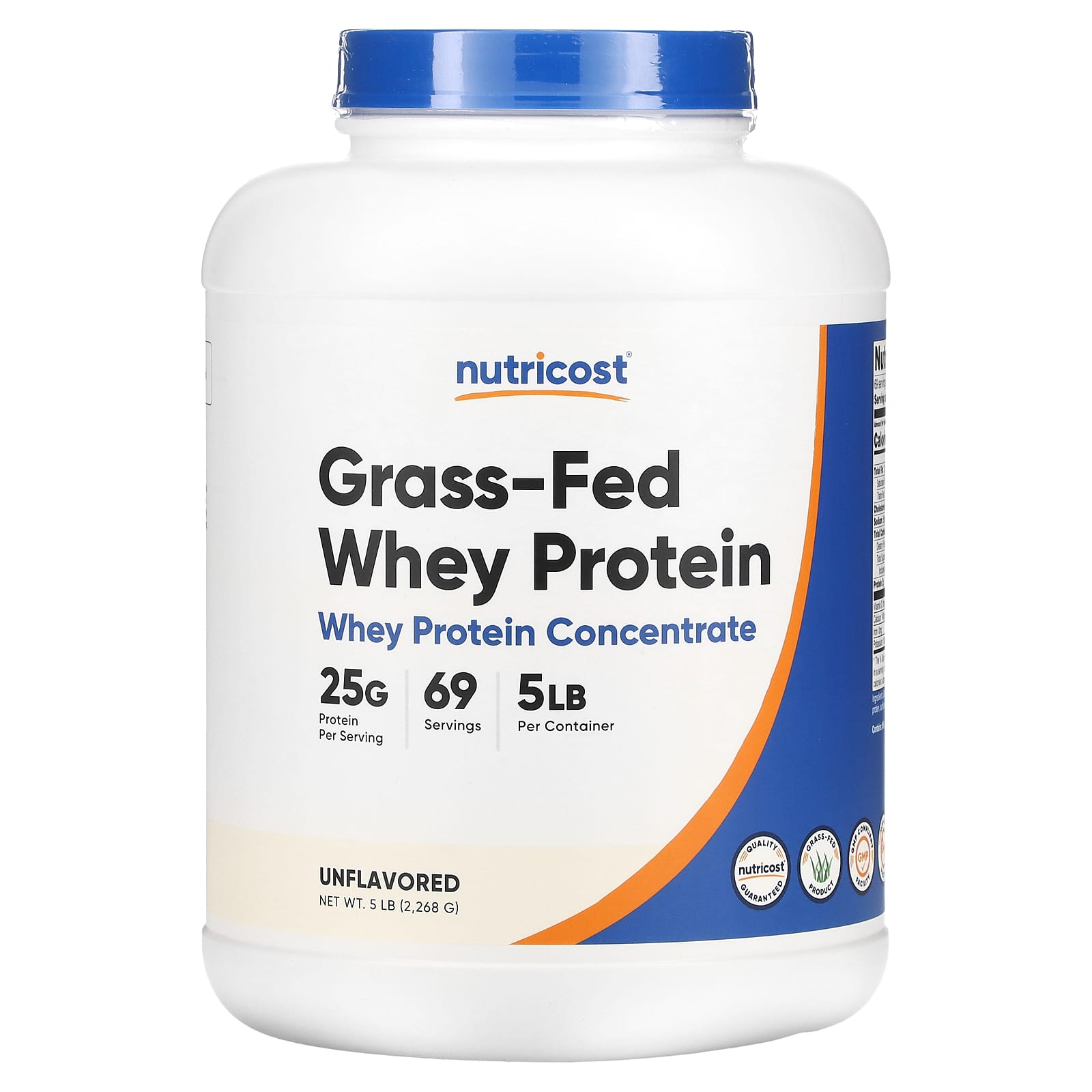 Nutricost-Grass-Fed Whey Protein Concentrate-Unflavored-5 lb (2,268 g)