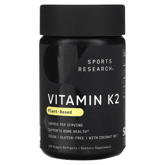 Sports Research-Vitamin K2-Plant-Based-100 mcg-120 Veggie Softgels