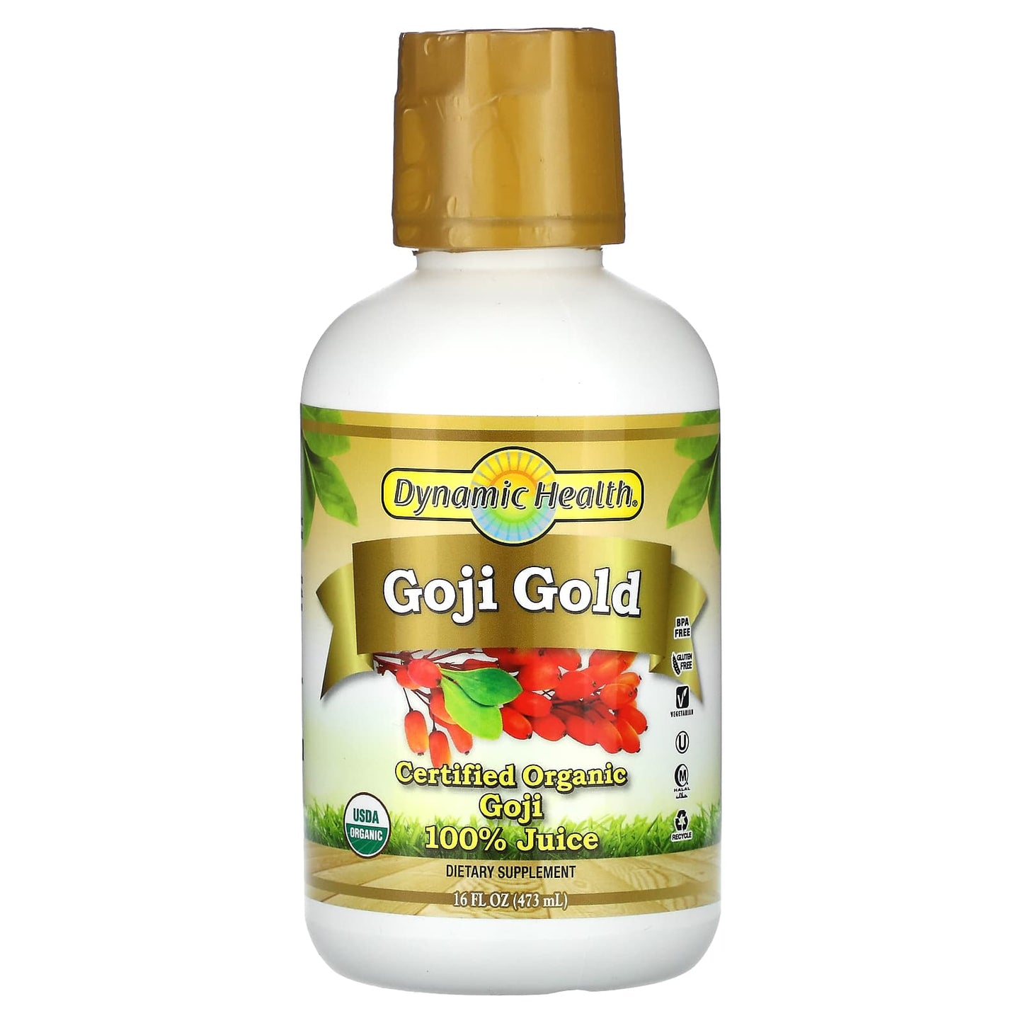 Dynamic Health-Goji Gold-Certified Organic Goji 100% Juice-16 fl oz (473 ml)