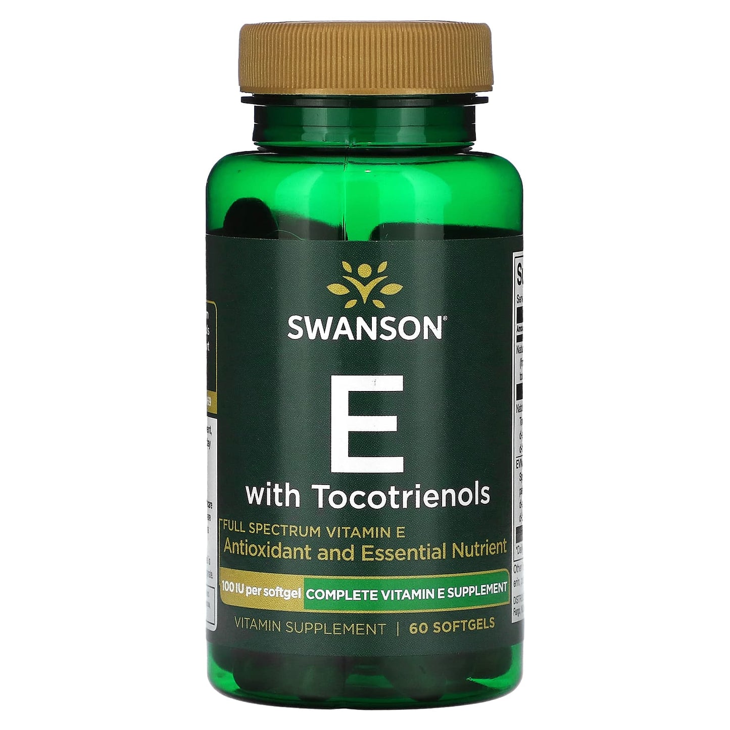 Swanson-E with Tocotrienols-100 IU-60 Softgels