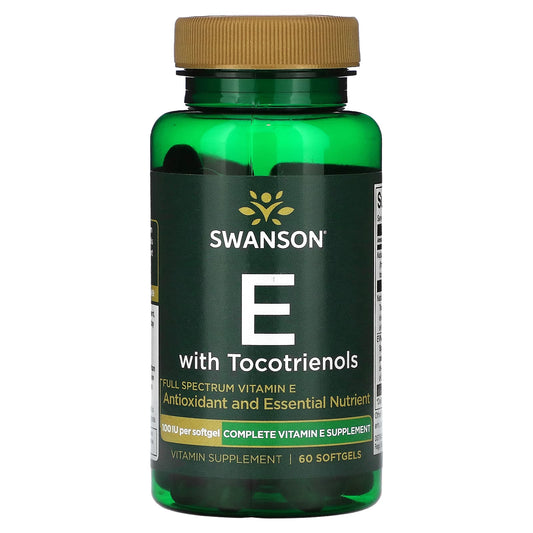 Swanson-E with Tocotrienols-100 IU-60 Softgels