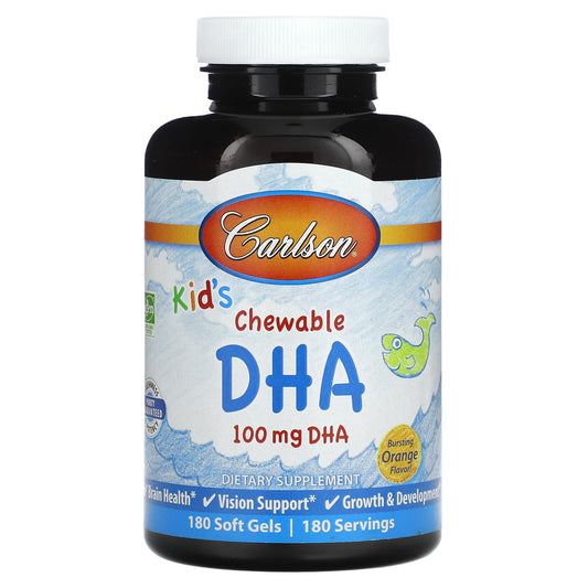 Carlson-Kid's Chewable DHA-Bursting Orange-100 mg-180 Soft Gels