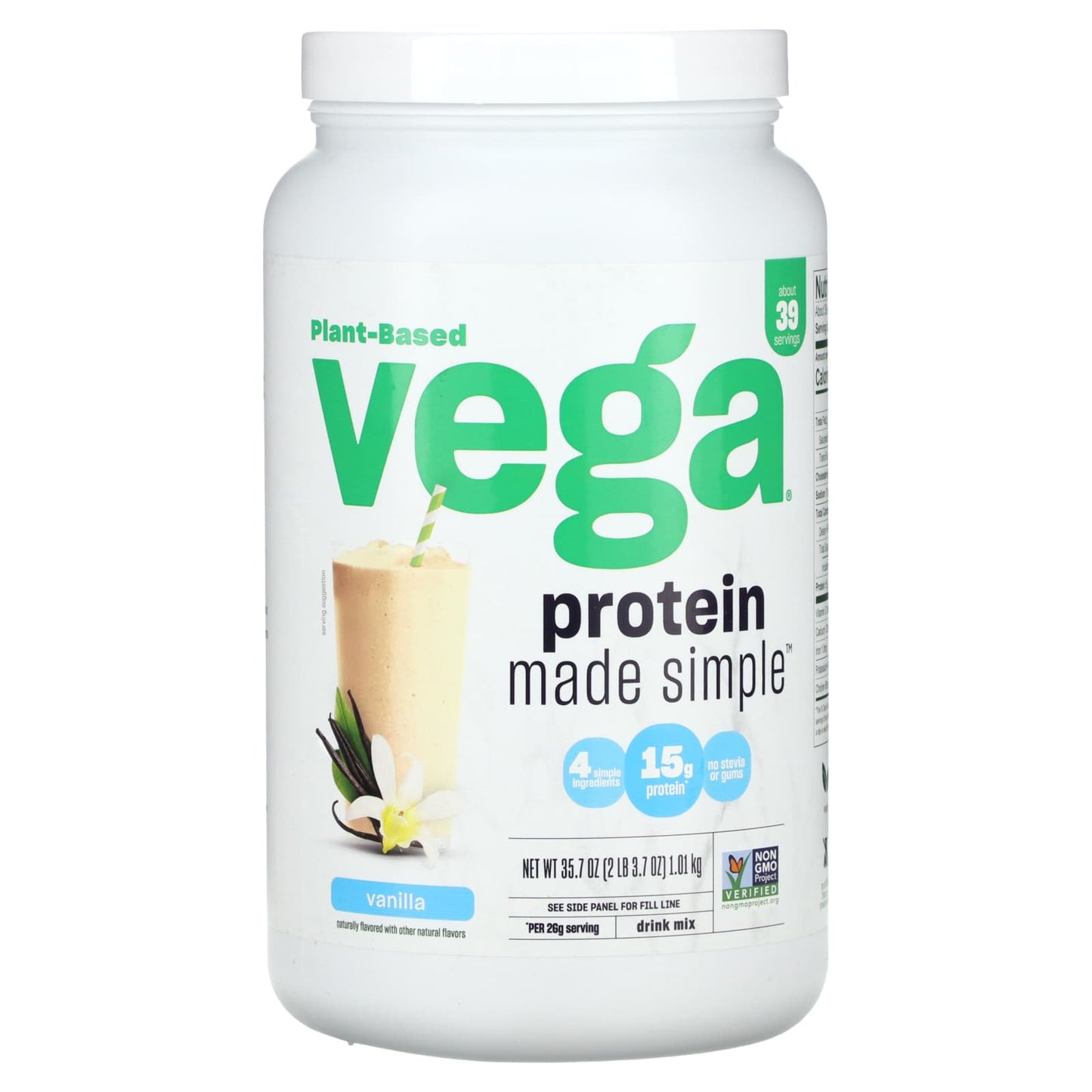 Vega-Plant-Based-Protein Made Simple-Vanilla-2 lbs (3.7 oz)