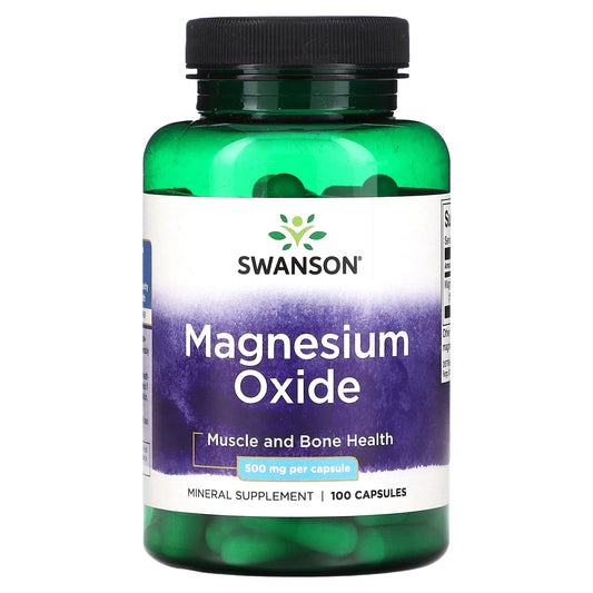 Swanson-Magnesium Oxide-500 mg -100 Capsules