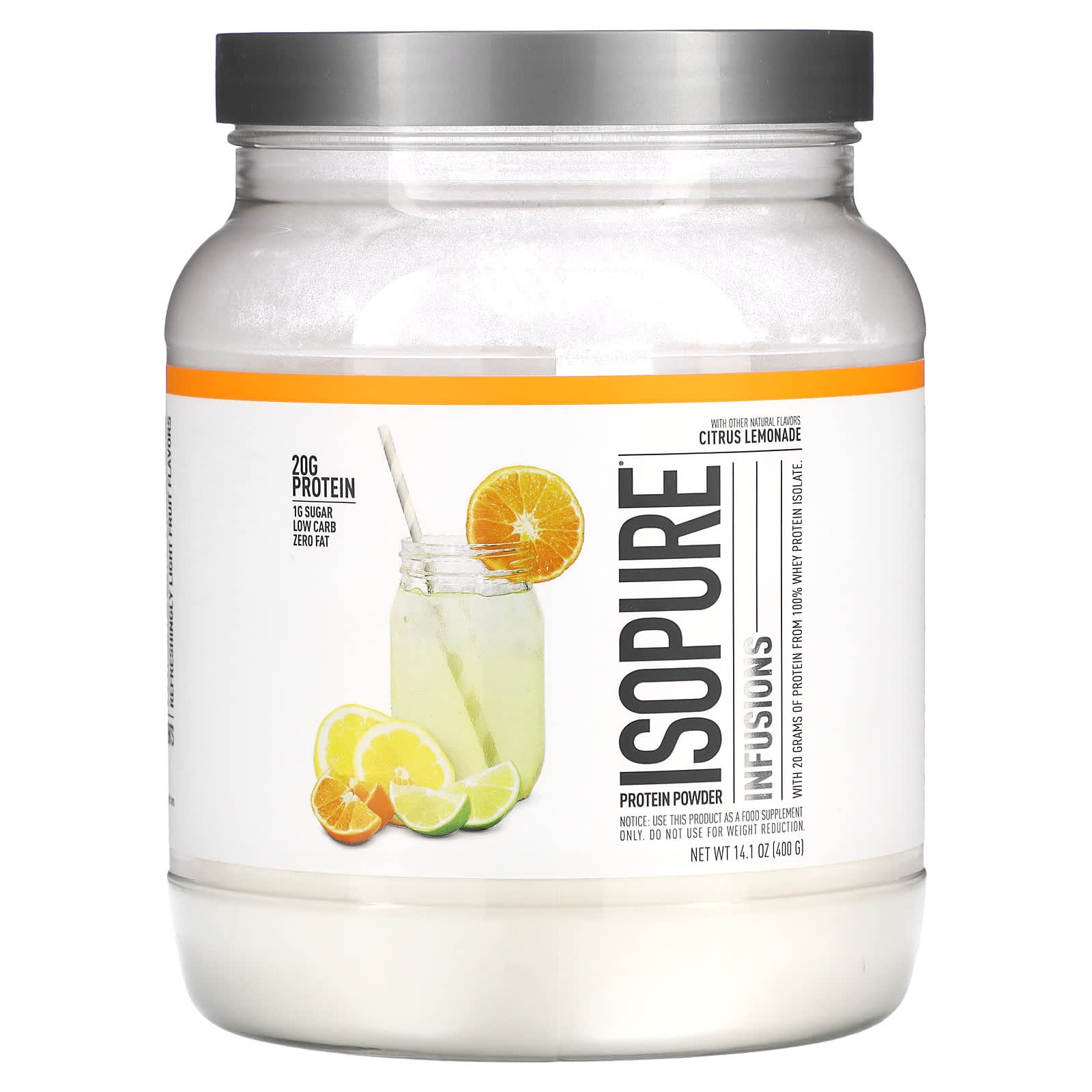 Isopure-Infusions Protein Powder-Citrus Lemonade-14.1 oz (400 g)