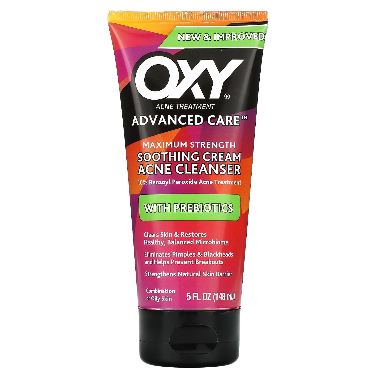 Oxy Skin Care-Soothing Cream Acne Cleanser with Prebiotics-Maximum Strength-5 fl oz (148 ml)