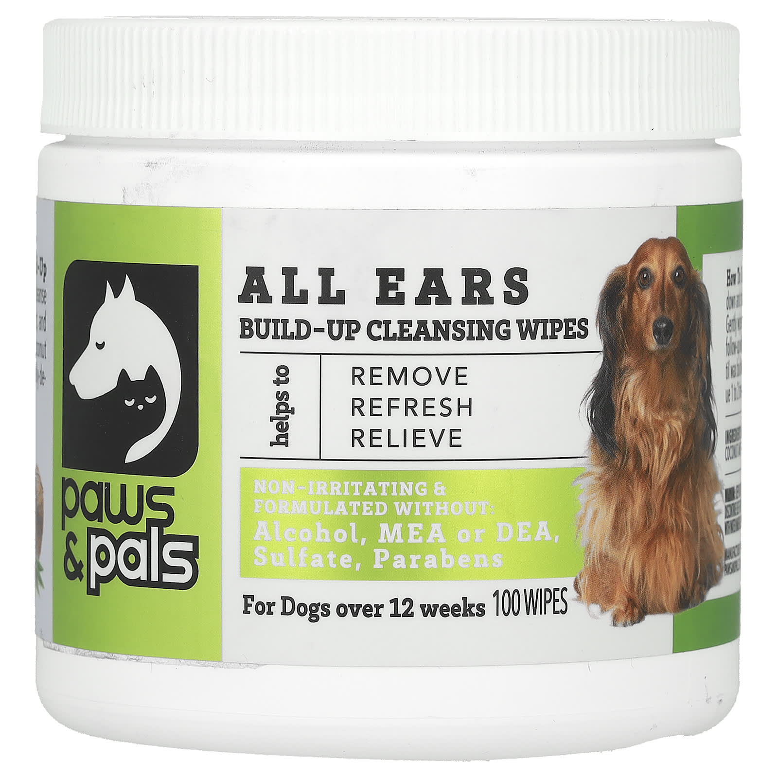 Paws & Pals-All Ears-Build-Up Cleaning Wipes-For Dogs-100 Wipes