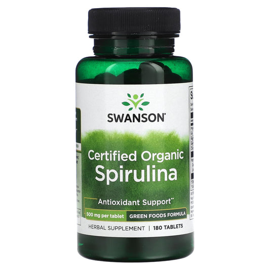 Swanson-Certified Organic Spirulina-500 mg-180 Tablets