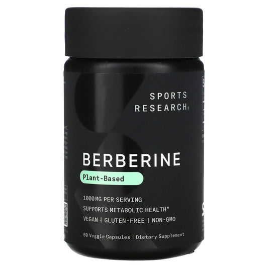 Sports Research-Berberine-1,000 mg-60 Veggie Capsules (500 mg per Capsule)