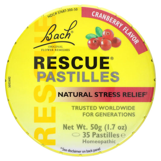 Bach-Original Flower Remedies-Rescue Pastilles-Cranberry-35 Pastilles-1.7 oz (50 g)