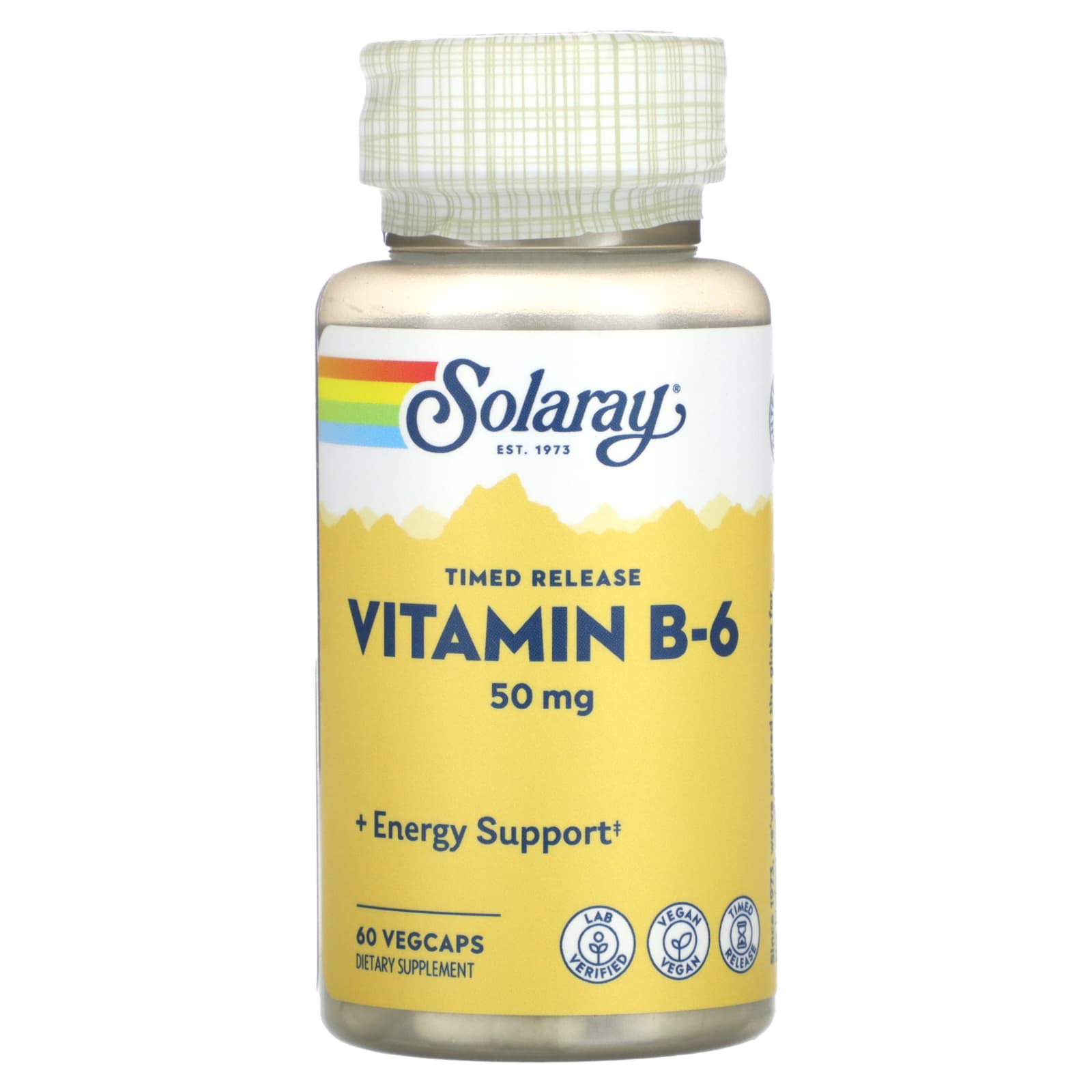 Solaray-Timed Release-Vitamin B-6-50 mg -60 VegCaps