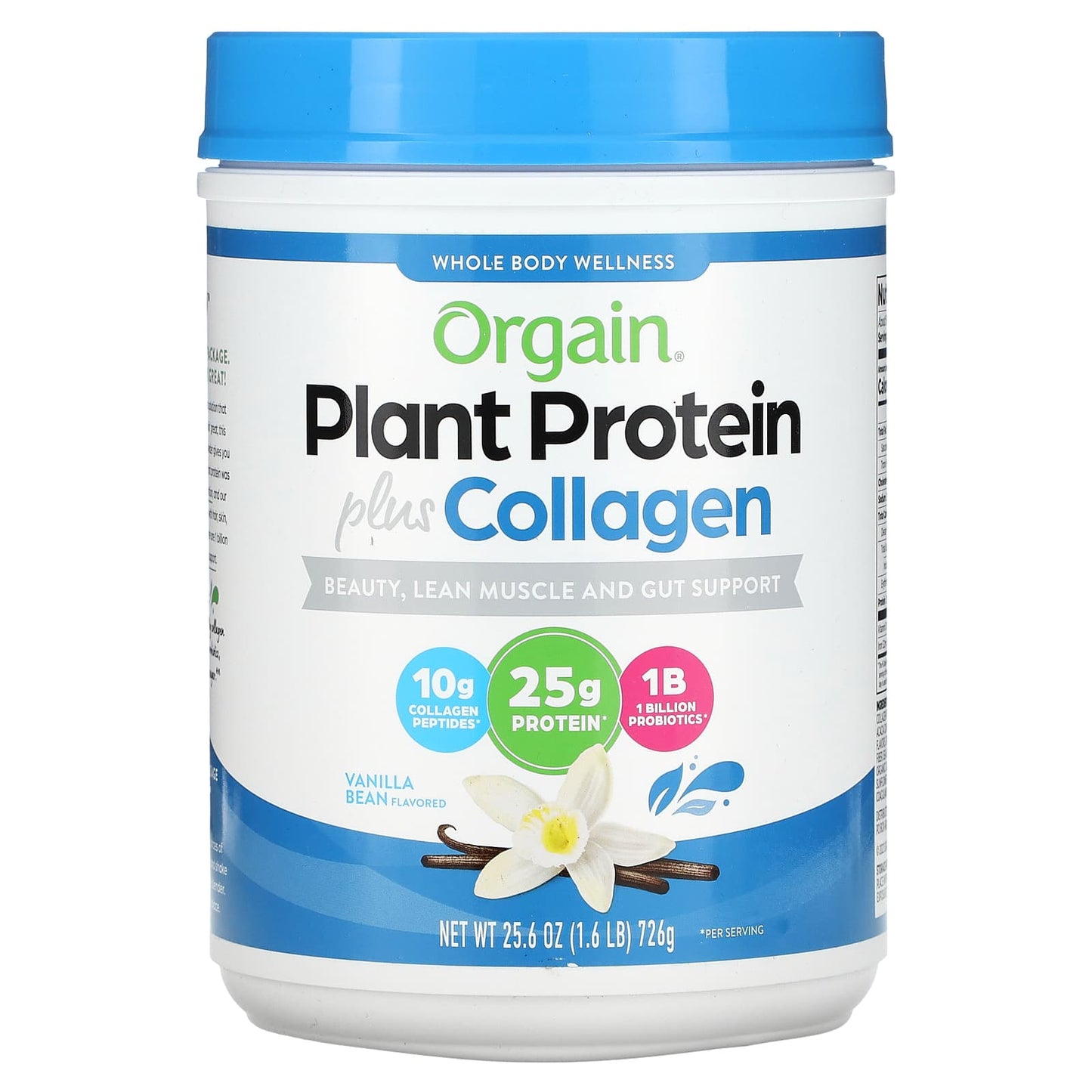 Orgain-Plant Protein Plus Collagen-Vanilla Bean-1.6 lb (726 g)