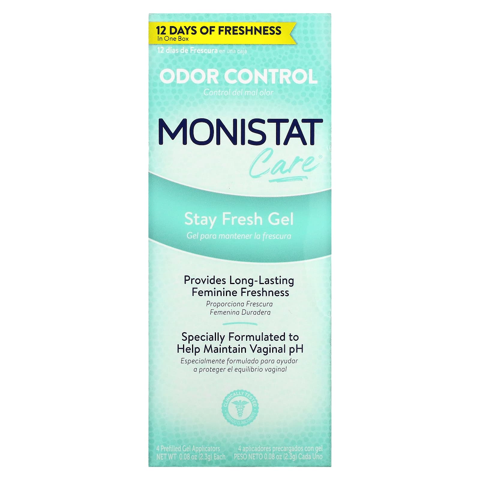 Monistat-Care-Odor Control-Stay Fresh Gel- 4 Prefilled Gel Applicators-0.08 oz (2.3 g) Each