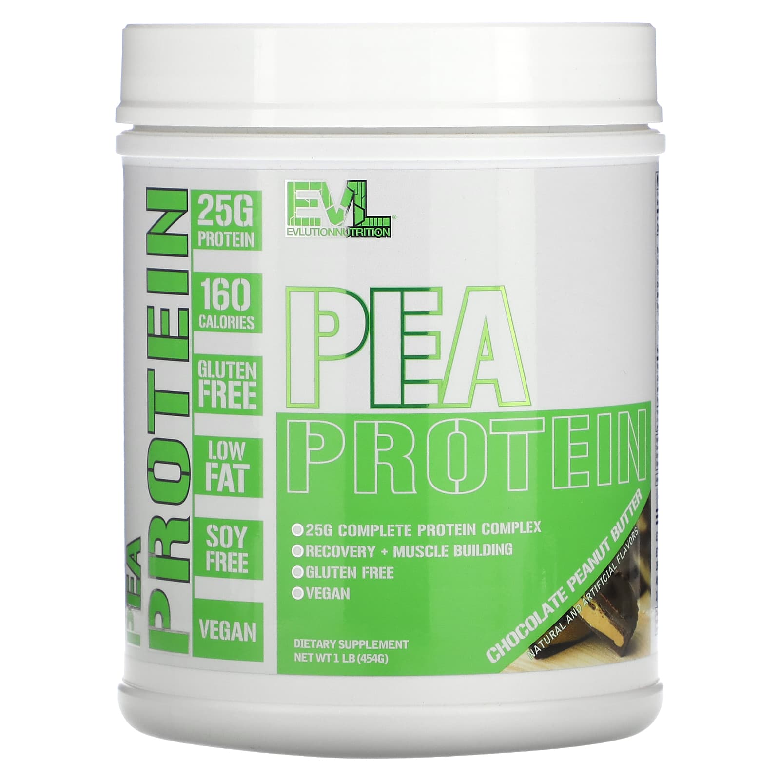 EVLution Nutrition-Pea Protein-Chocolate Peanut Butter-1 lb (454 g)