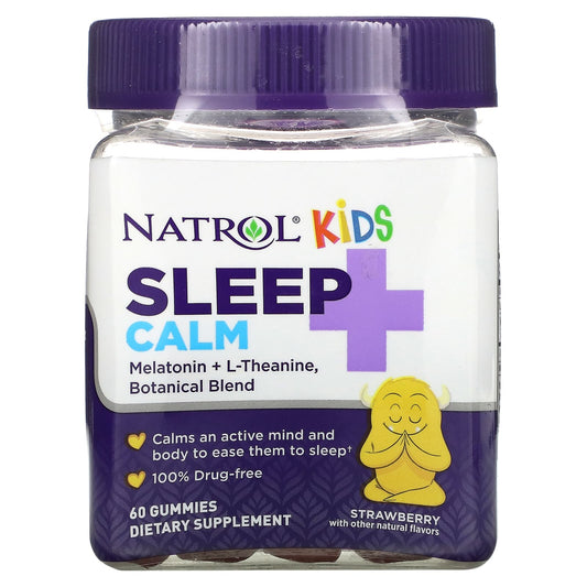 Natrol-Kids-Sleep + Calm-Ages 4 + Up-Strawberry-60 Gummies